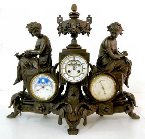 French Bronze Multi Function Clock