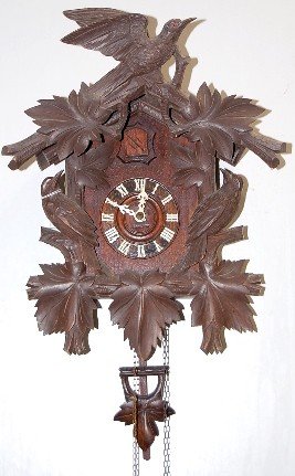 Black Forest Carved 3 Birds Cuckoo Clock