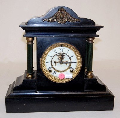Ansonia Iron 4-Column Fancy Mantle Clock
