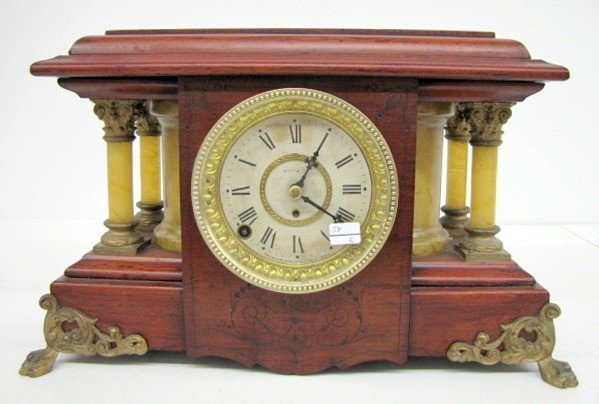 Seth Thomas Red Adamantine 4 Post Mantle Clock