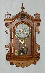 Liberty Hanging Kitchen Clock w/Alarm, Walnut