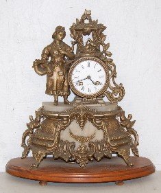 French Alabaster & Metal Figural Clock