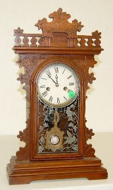 Antique Carved Walnut Kitchen Clock