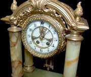 Gilbert Onyx & Ornate Metal 4 Column Clock