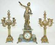 Auguste Moreau 3 Piece Lady Clock Set