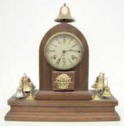 Antique Walnut Animated Bell Shelf Clock