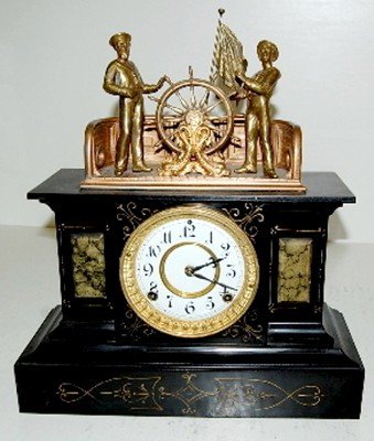 Antique Ansonia Helmsman Iron Case Clock
