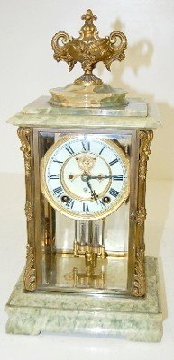 Ansonia “Laurette” Onyx Crystal Regulator Clock