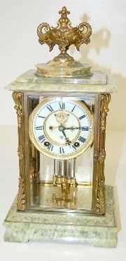 Ansonia “Laurette” Onyx Crystal Regulator Clock