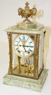 Ansonia “Laurette” Onyx Crystal Regulator Clock