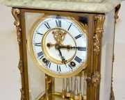 Ansonia “Laurette” Onyx Crystal Regulator Clock