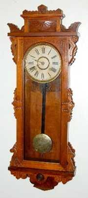 Antique Ansonia “Forrest” Walnut Hanging Clock