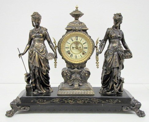Ansonia “Commerce & Art” Double Lady Statue Clock