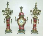 French Porcelain Urn Clock & Candelabra Set