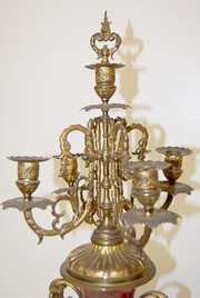 French Porcelain Urn Clock & Candelabra Set