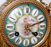 French Porcelain & Metal Sevres Style Clock