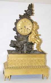 French Dore Animated Fountain Clock w/ Man