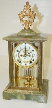 Ansonia Chamberlain Onyx Crystal Regulator Clock