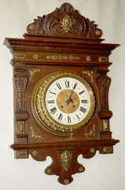 Lenzkirch Style Bronze & Wood Wall Clock
