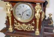 Antique Lenzkirch Bronze & Walnut Shelf Clock