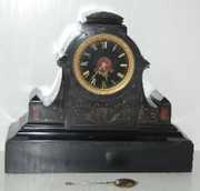 French Marti Slate & Marble Mantle Clock