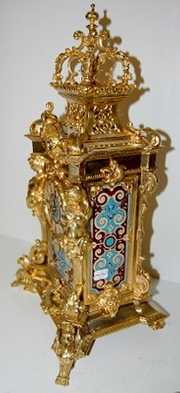 Lenzkirch Bronze & Enamel Figural Clock