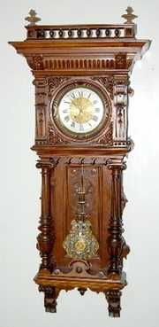 German Fancy Carved Wall Regulator Clock