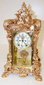 Ornate Ansonia “Apex” Crystal Regulator Clock