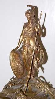 Antique Bronze Tiffany Clock w/ Lady Warrior