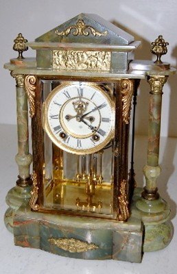 Ansonia “Gonfolon” Onyx Crystal Regulator Clock