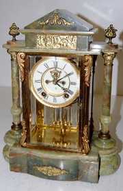 Ansonia “Gonfolon” Onyx Crystal Regulator Clock