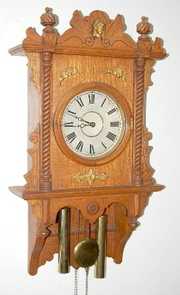 Antique Oak Study Wall Hanging Clock