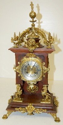 Ornate Lenzkirch Shelf Clock W/ Cherub & Lion