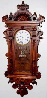 Antique French Walnut Calendar Wall Clock