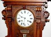 Antique French Walnut Calendar Wall Clock