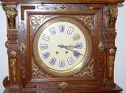 Antique Lenzkirch Style Bronze & Wood Wall Clock