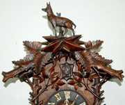 Black Forest Deer & Dog Carved Cuckoo Clock