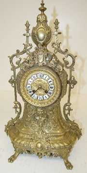 Ornate Bronze “Exselsior” Clock Set W/ Lion