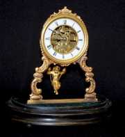 French Metal To & Fro Dome Clock W/ Cherub