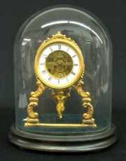 French Metal To & Fro Dome Clock W/ Cherub