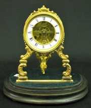 French Metal To & Fro Dome Clock W/ Cherub