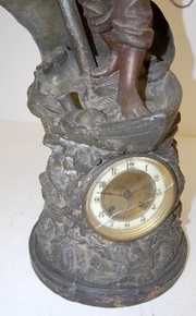 Antique French Statue Clock, Man in Boat