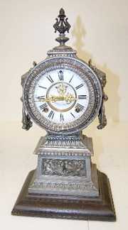 Antique Ansonia Iron Clock W/ Ladies Head