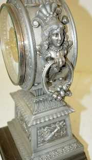 Antique Ansonia Iron Clock W/ Ladies Head