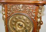 Ansonia Cabinet “B” Clock, Oak W/ Metal Trim