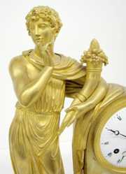 French Empire Dore Male Statue Clock, L. Mallet