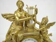 French Empire Dore Bronze Lady & Cherub Clock