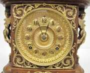 Ansonia Cabinet “E” Clock, Oak W/ Metal Trim