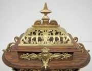 Ansonia Cabinet “E” Clock, Oak W/ Metal Trim
