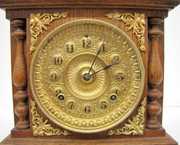 Ansonia Cabinet “C” Clock, Oak W/ Metal Trim
